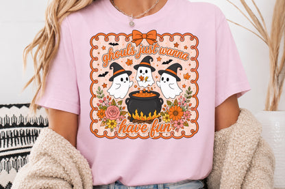 Ghouls Just Wanna Have Fun PNG Cute Ghost Halloween Sublimation Design