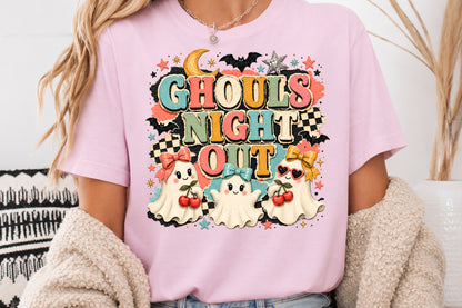 Ghouls Night Out Halloween PNG Cute Ghost Cherries Sublimation Design