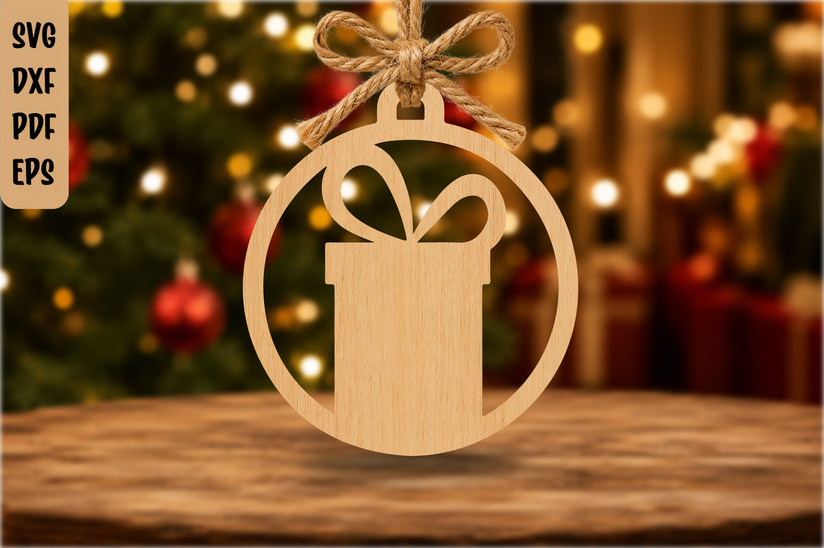 Gift Box Christmas Ornament SVG Laser Cut