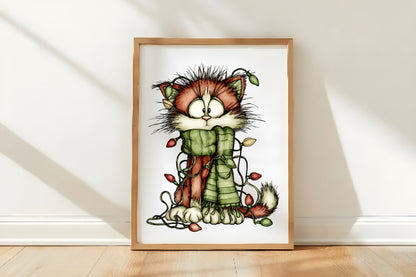 Ginger Cat Christmas Clipart Sublimation PNG Bundle | Cute Watercolor Orange Christmas Kitty Clipart | Holiday Cat PNG