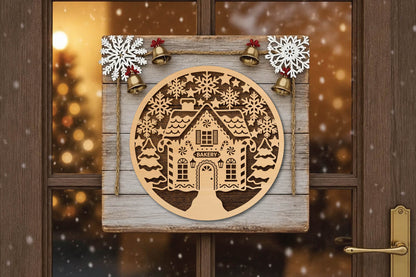 Gingerbread Bakery Christmas Laser Cut SVG, Gingerbread House Ornament Cut File, Christmas Bakery SVG