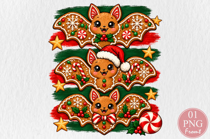 Gingerbread Christmas Bat PNG