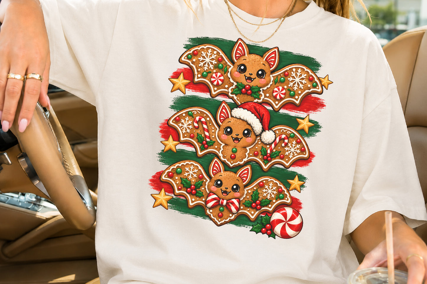 Gingerbread Christmas Bat PNG
