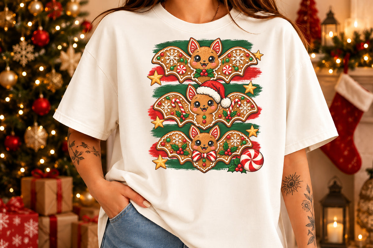 Gingerbread Christmas Bat PNG