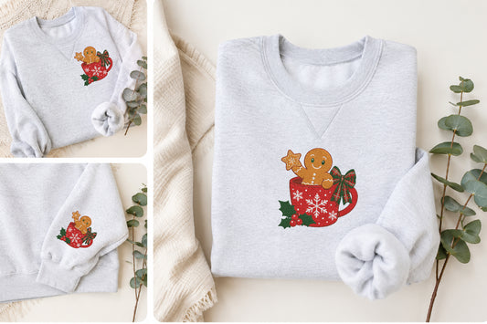 Gingerbread Christmas Embroidery Design – Cute Gingerbread Machine Embroidery Pattern, Festive Holiday & Christmas Embroidery Design