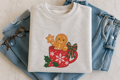 Gingerbread Christmas Embroidery Design – Cute Gingerbread Machine Embroidery Pattern, Festive Holiday & Christmas Embroidery Design