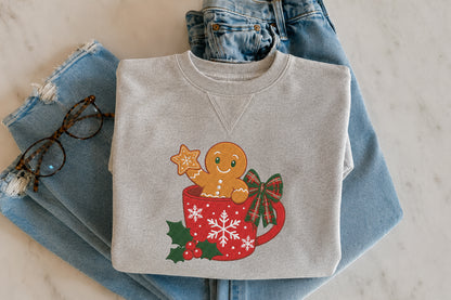 Gingerbread Christmas Embroidery Design – Cute Gingerbread Machine Embroidery Pattern, Festive Holiday & Christmas Embroidery Design