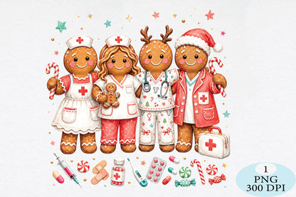 Gingerbread Christmas Nurse PNG