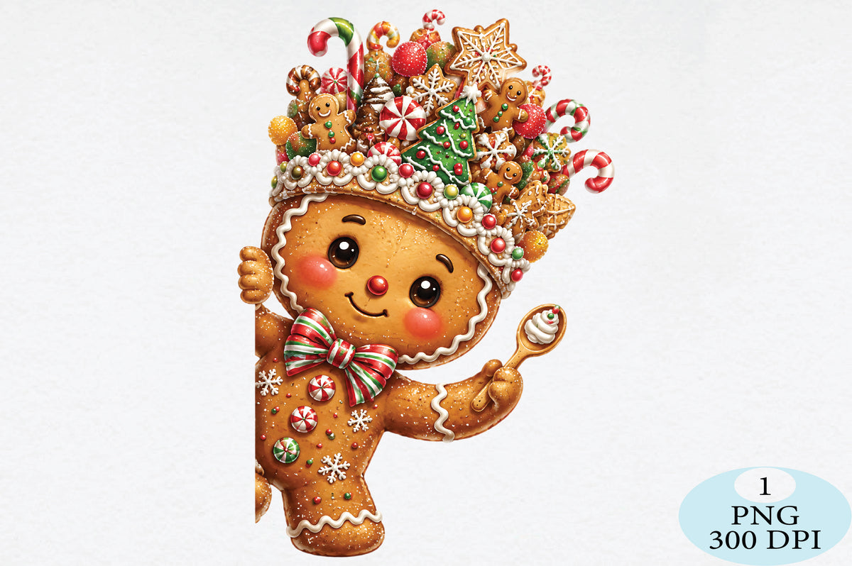 Gingerbread Man Christmas Candy PNG