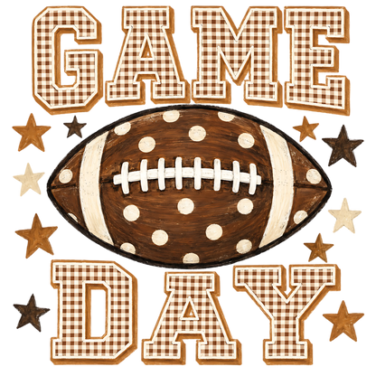 Gingham Football Game Day Stars PNG