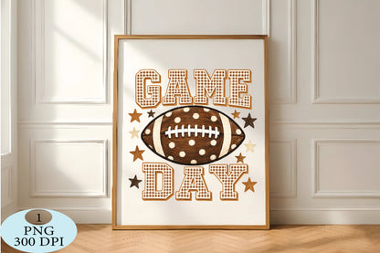 Gingham Football Game Day Stars PNG