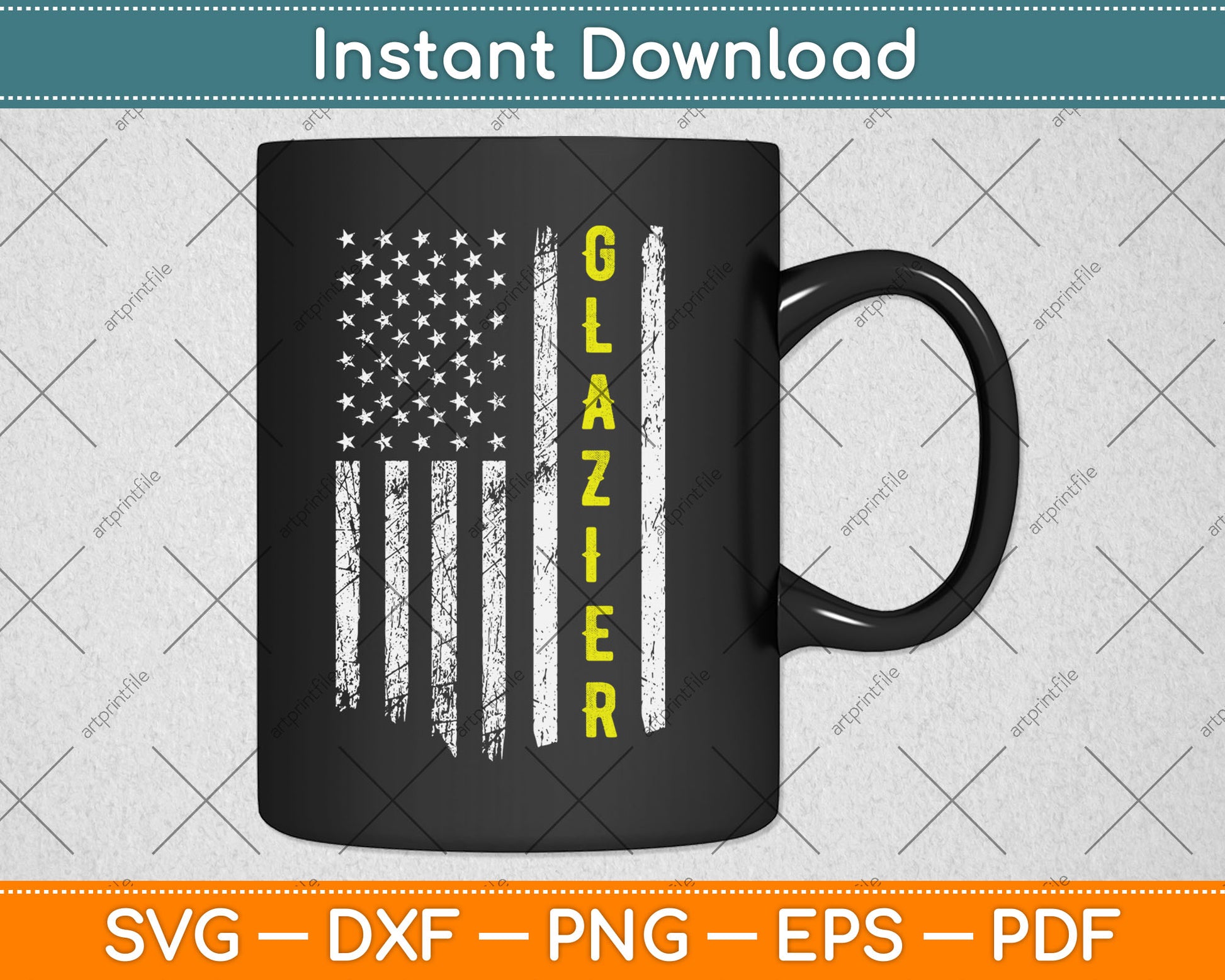 Glazier Vintage American USA Flag 4th OF July Svg Digital Cutting File