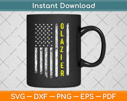 Glazier Vintage American USA Flag 4th OF July Svg Digital Cutting File