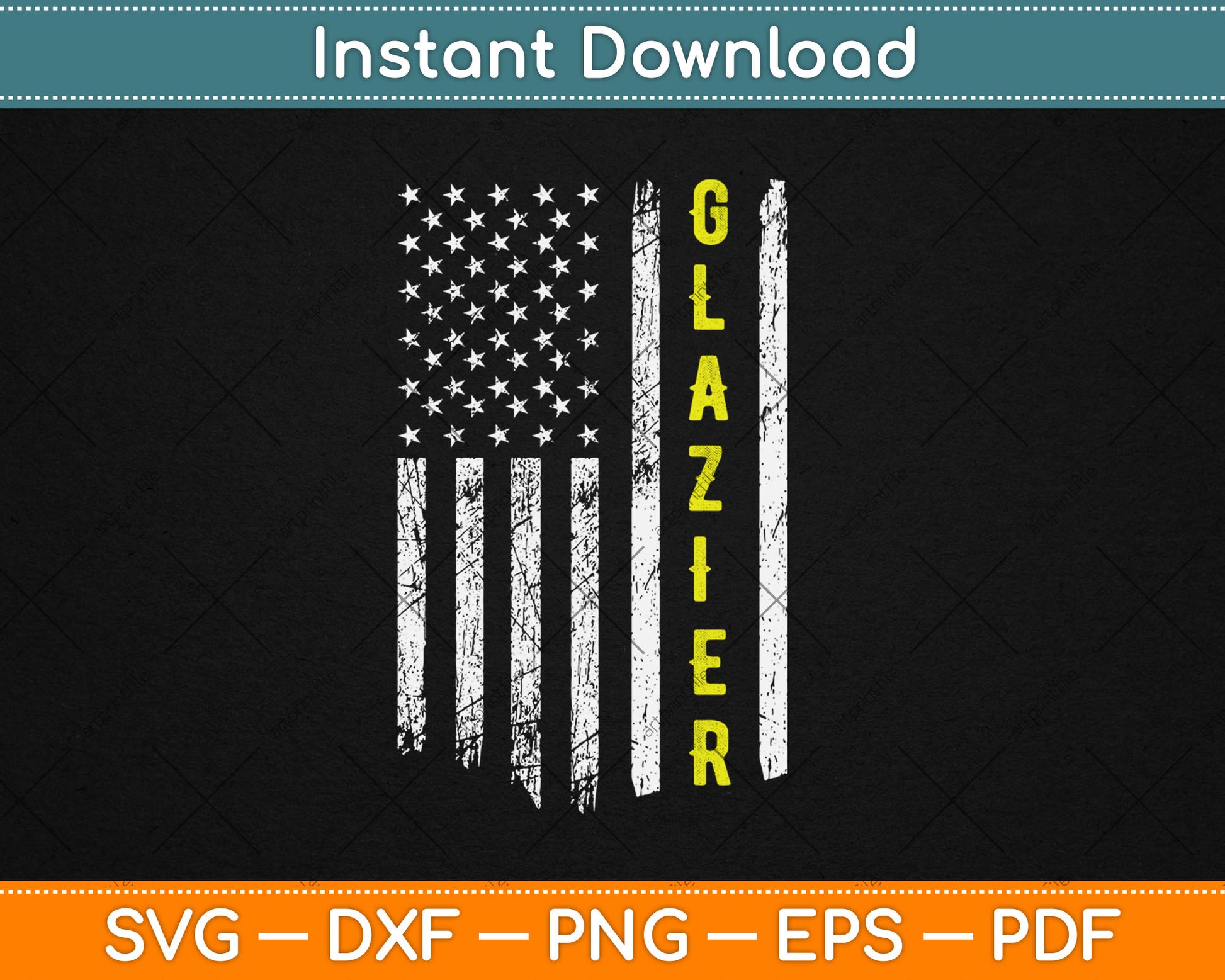 Glazier Vintage American USA Flag 4th OF July Svg Digital Cutting File