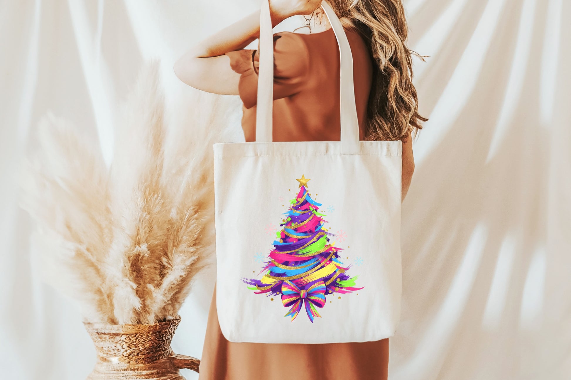 Colorful Glitter Brushstroke Christmas Tree PNG Sublimation Design