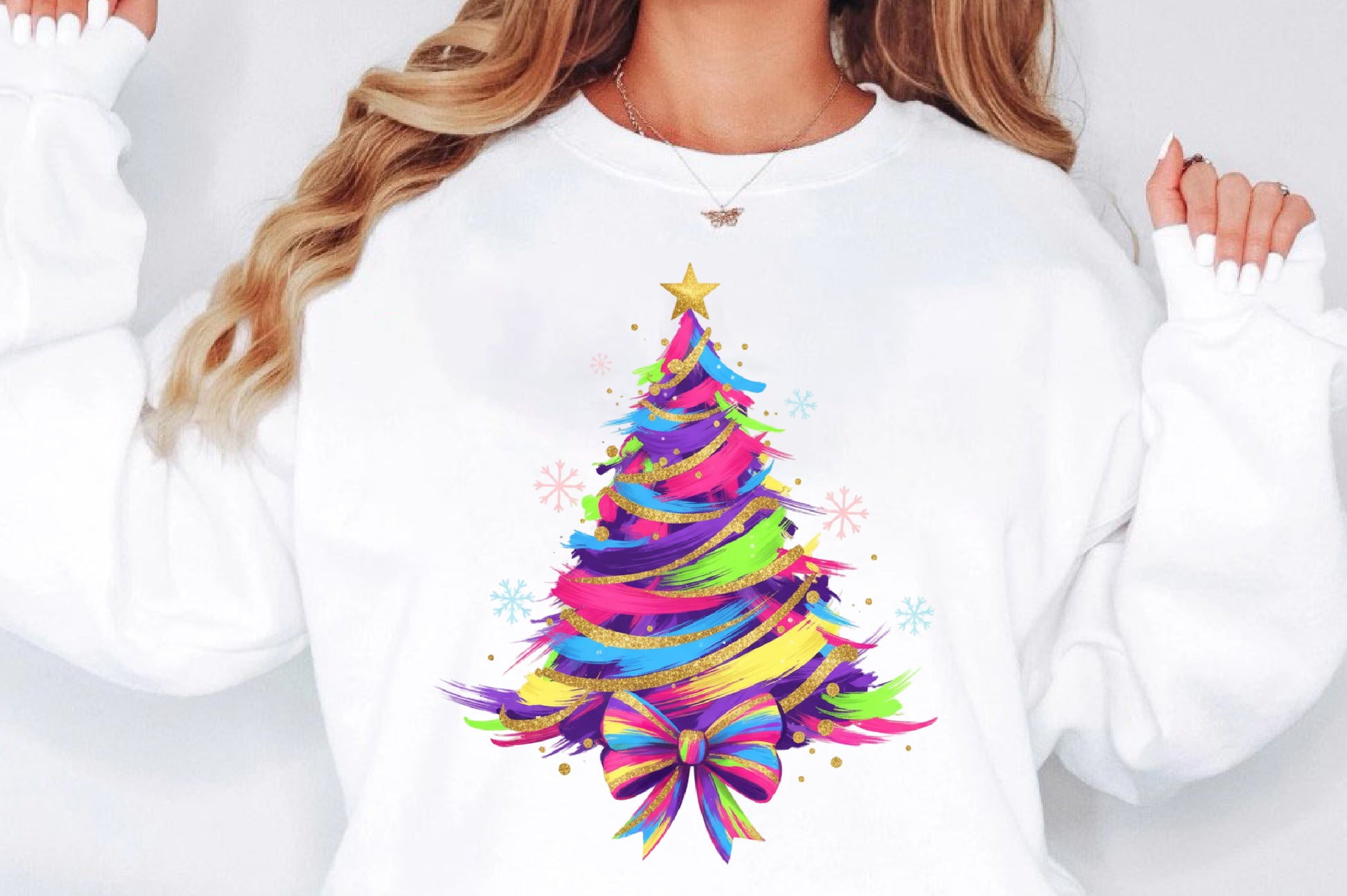 Colorful Glitter Brushstroke Christmas Tree PNG Sublimation Design