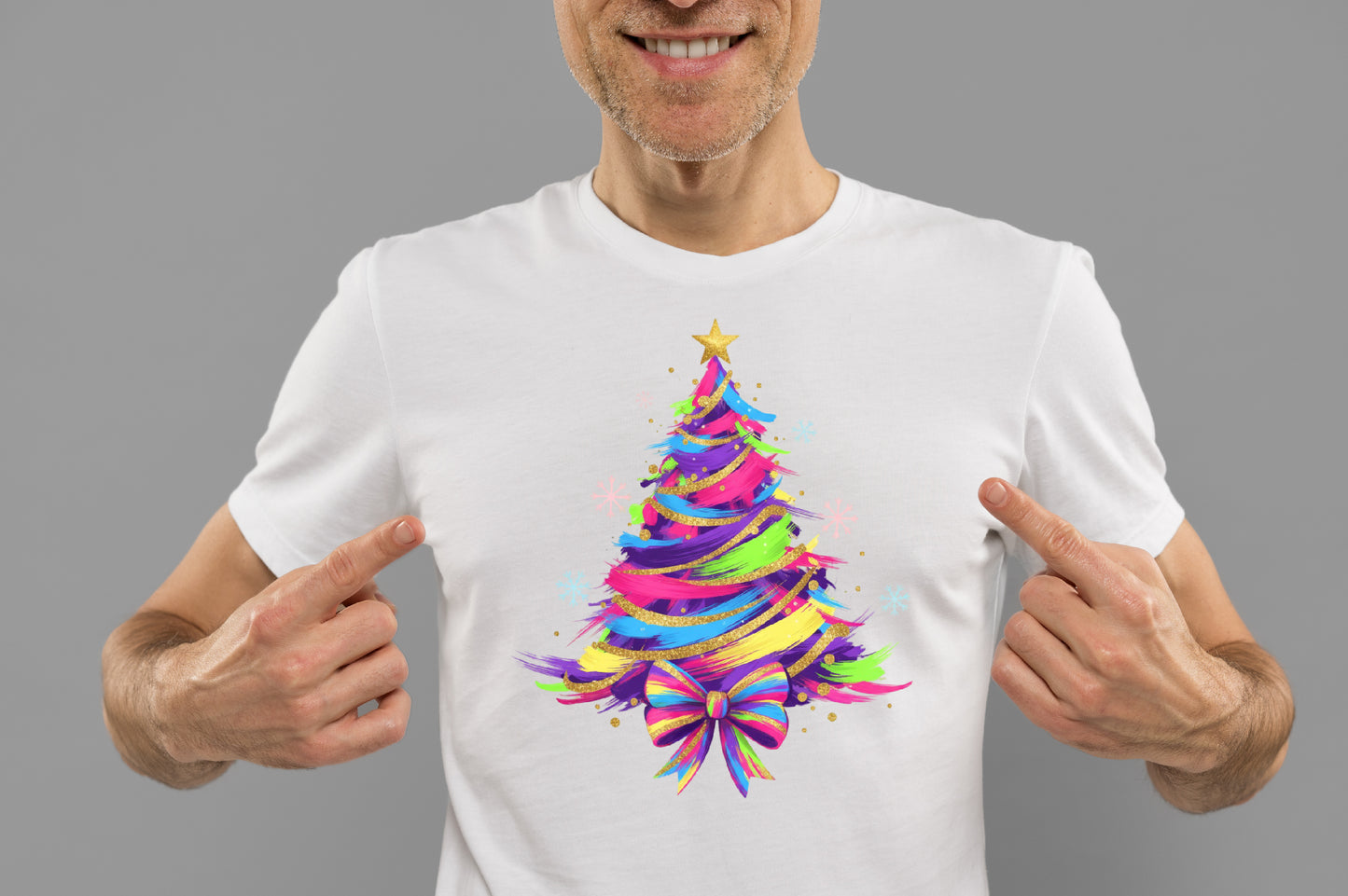 Colorful Glitter Brushstroke Christmas Tree PNG Sublimation Design