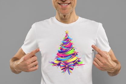 Colorful Glitter Brushstroke Christmas Tree PNG Sublimation Design
