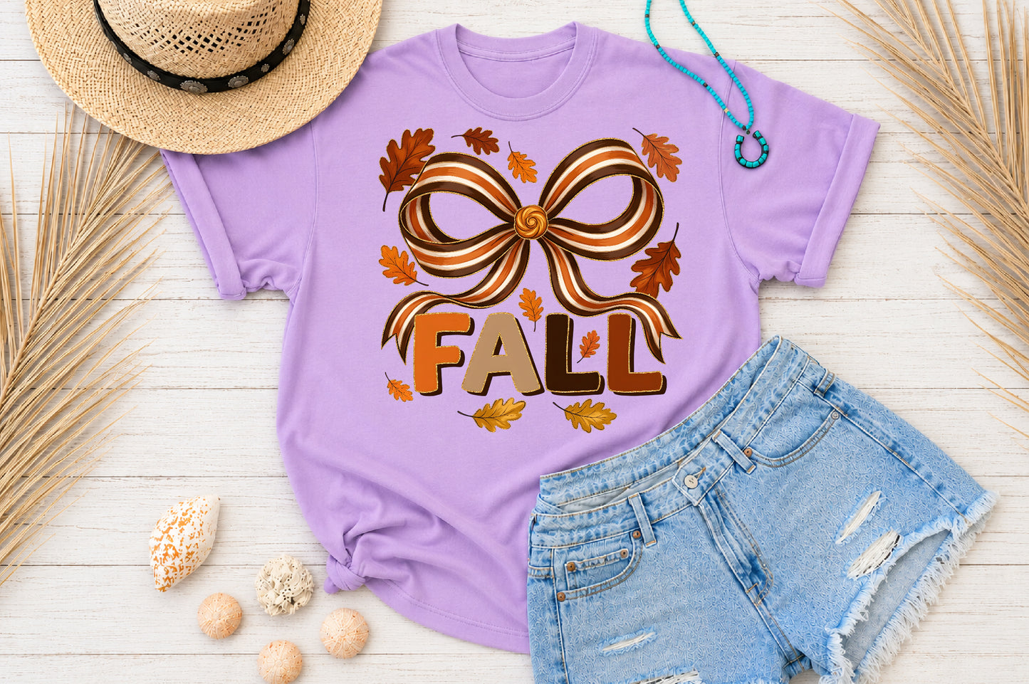 Glitter Fall Bow PNG Coquette Autumn Ribbon Sublimation Design