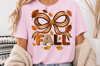 Glitter Fall Bow PNG Coquette Autumn Ribbon Sublimation Design