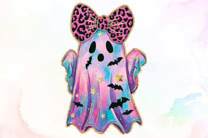 Glitter Leopard Halloween Ghost PNG