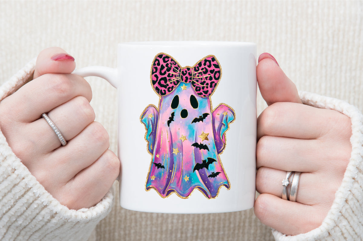 Glitter Leopard Halloween Ghost PNG