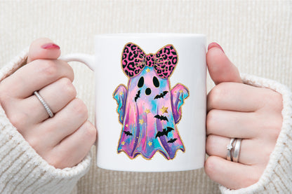 Glitter Leopard Halloween Ghost PNG