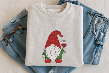 Christmas Wine Gnome Embroidery Design