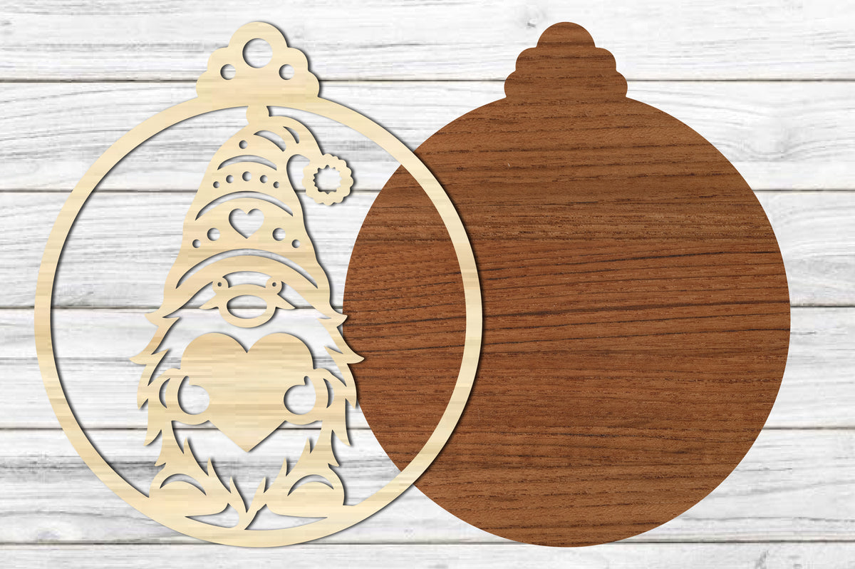 Christmas Gnome Heart Ornament SVG | Nordic Gnome Laser Cut SVG
