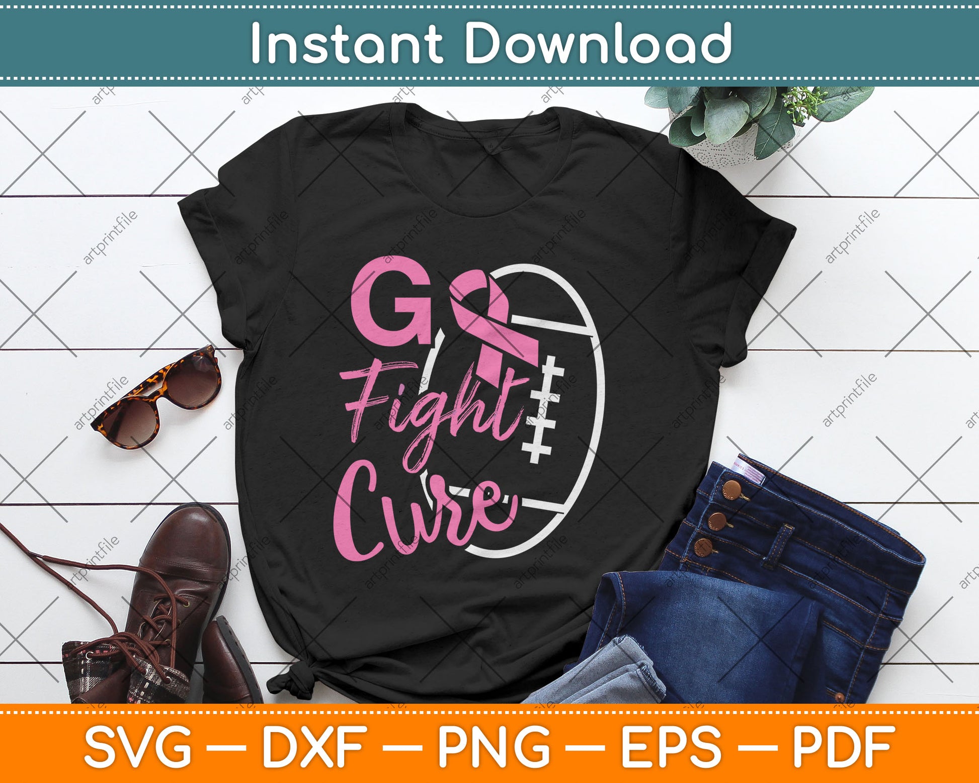 Go Fight Cure Breast Cancer Awareness Svg Digital Cutting File