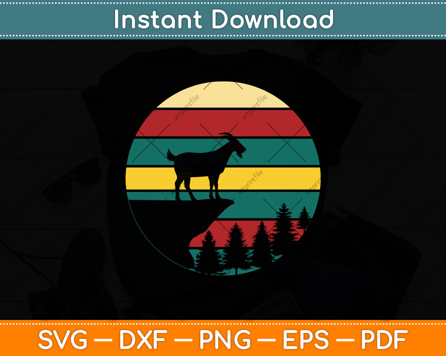 Goat Retro Vintage Svg Digital Cutting File