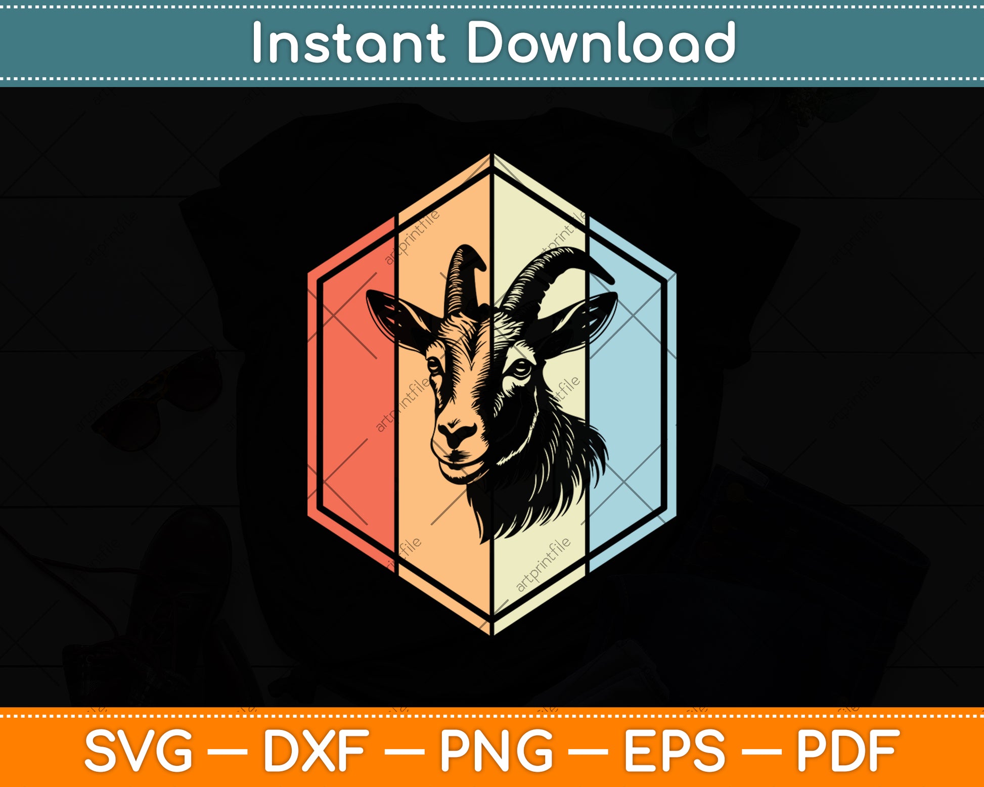 Goat Retro Vintage Svg Digital Cutting File