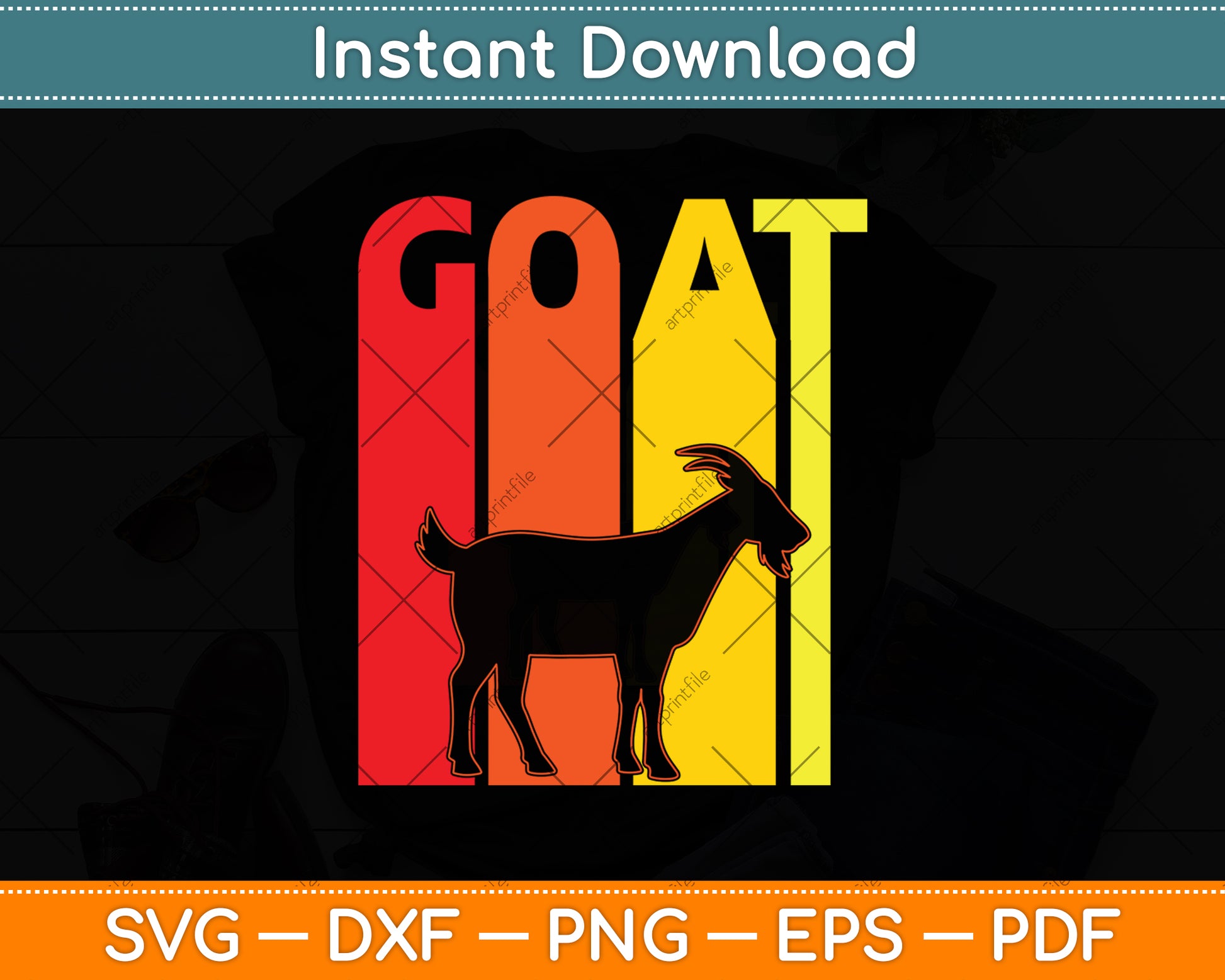 Goat Retro Vintage Svg Digital Cutting File