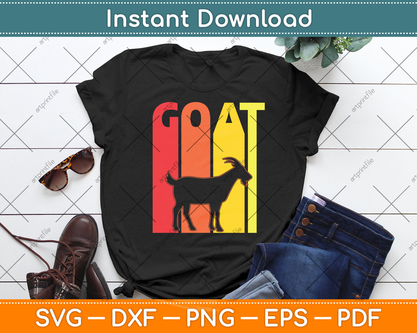 Goat Retro Vintage Svg Digital Cutting File
