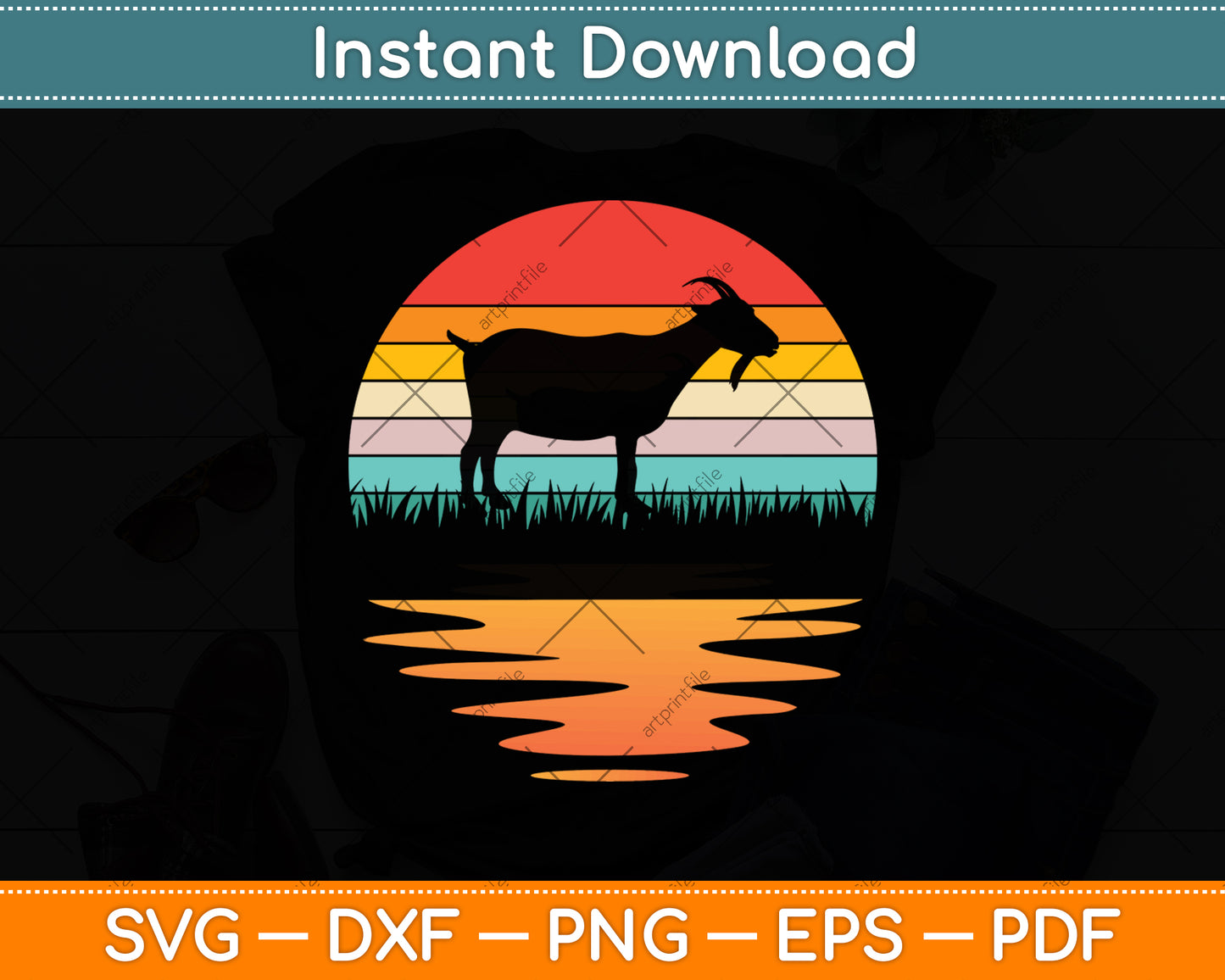 Goat Vintage Retro Svg Digital Cutting File