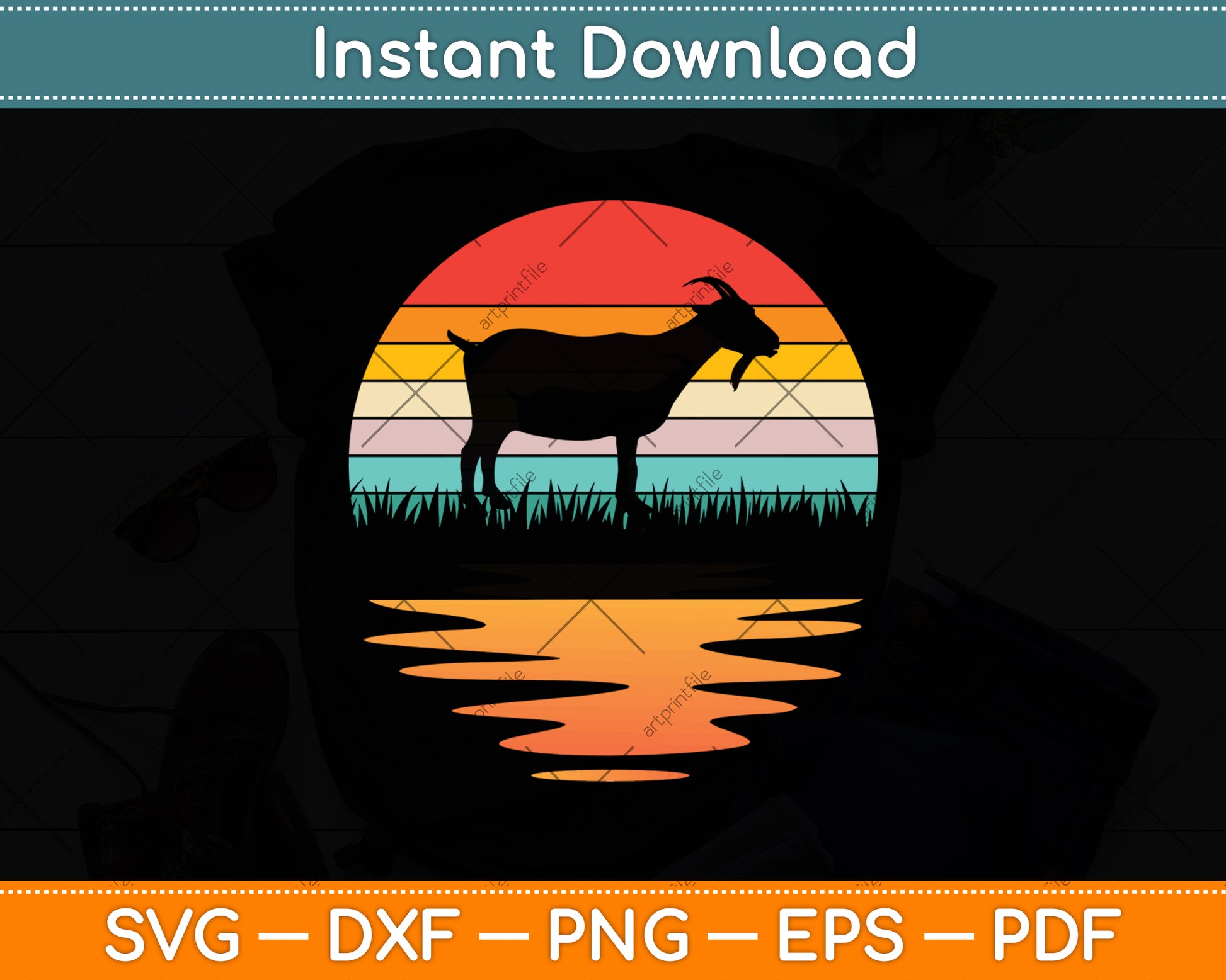 Goat Vintage Retro Svg Digital Cutting File