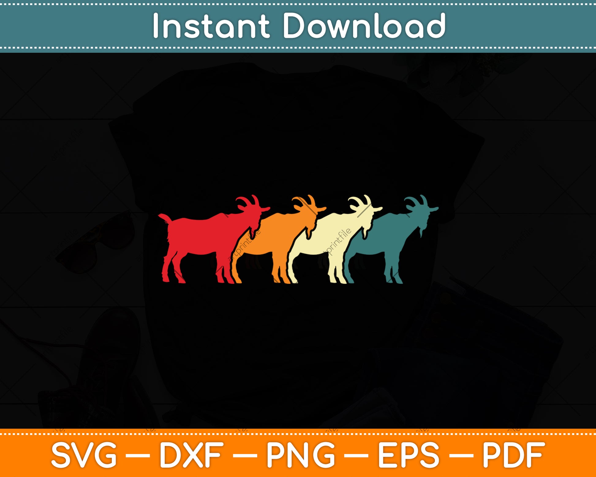 Goat Vintage Retro Svg Digital Cutting File