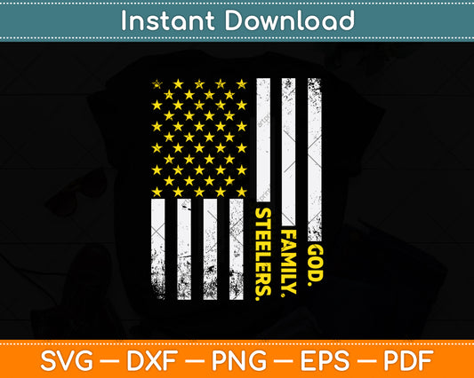 God Family Steelers American Flag Svg Digital Cutting File