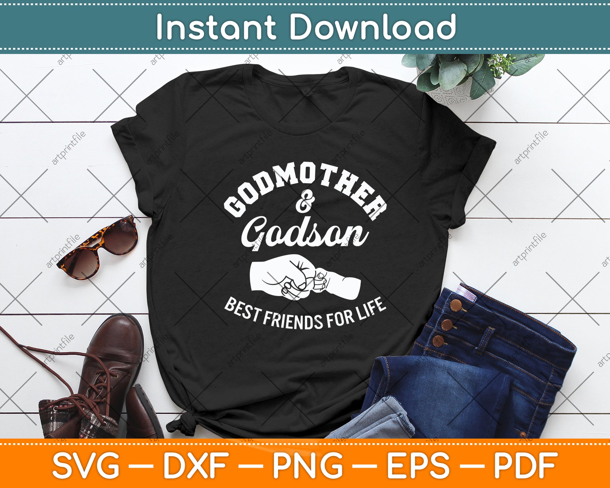 Godmother & Godson Best Friends For Life Svg Digital Cutting File