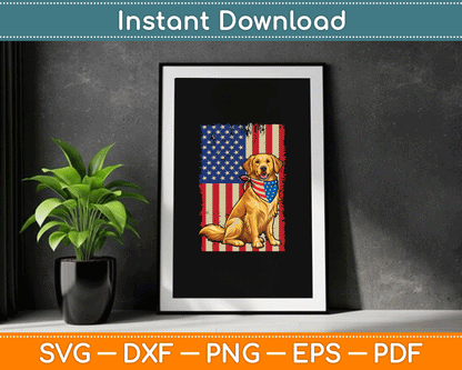 Golden Retriever American Flag Bandana 4th of July SVG Digital Cutting File