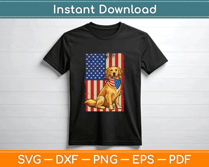 Golden Retriever American Flag Bandana 4th of July SVG PNG Cutting File