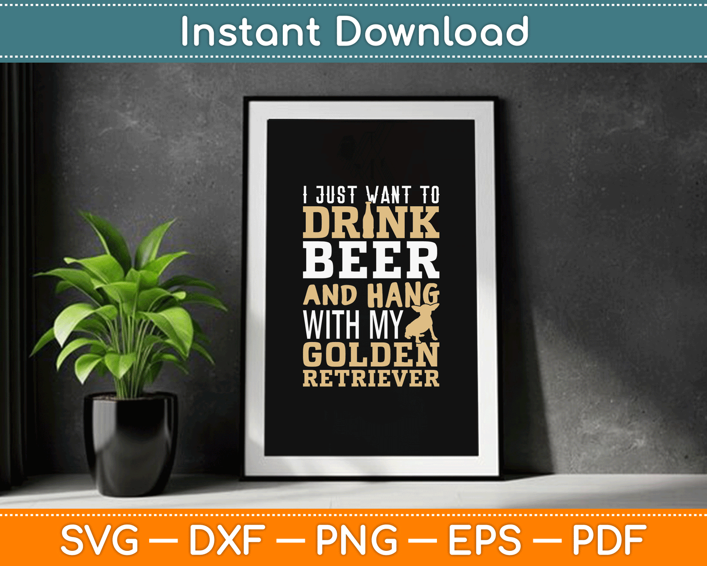 Golden Retriever Dad Girl Funny Father’s Day SVG Digital Cutting File
