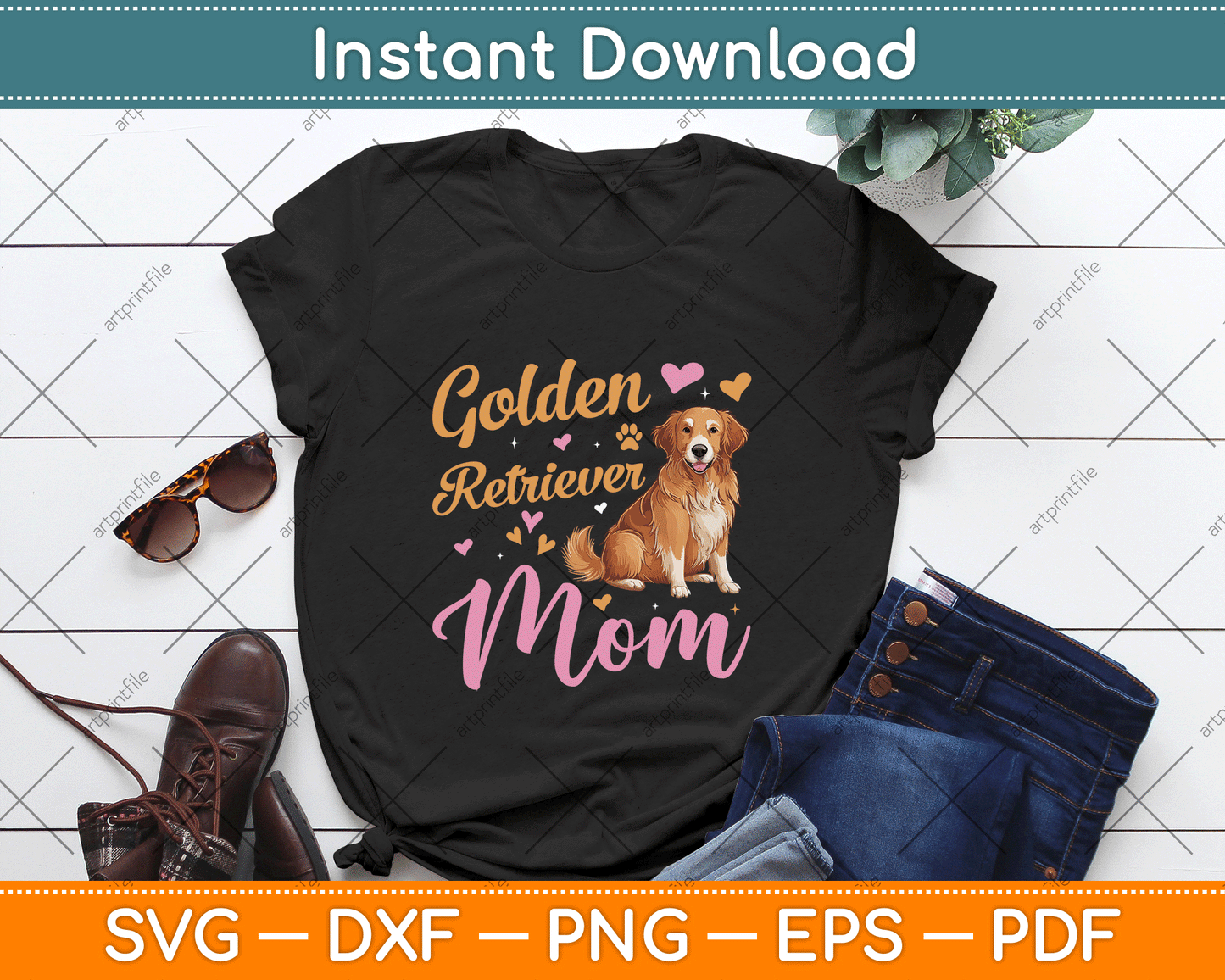 Golden Retriever Mom Mother’s Day SVG Digital Cutting File