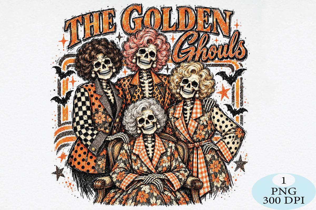 The Golden Ghouls Halloween Skeleton PNG
