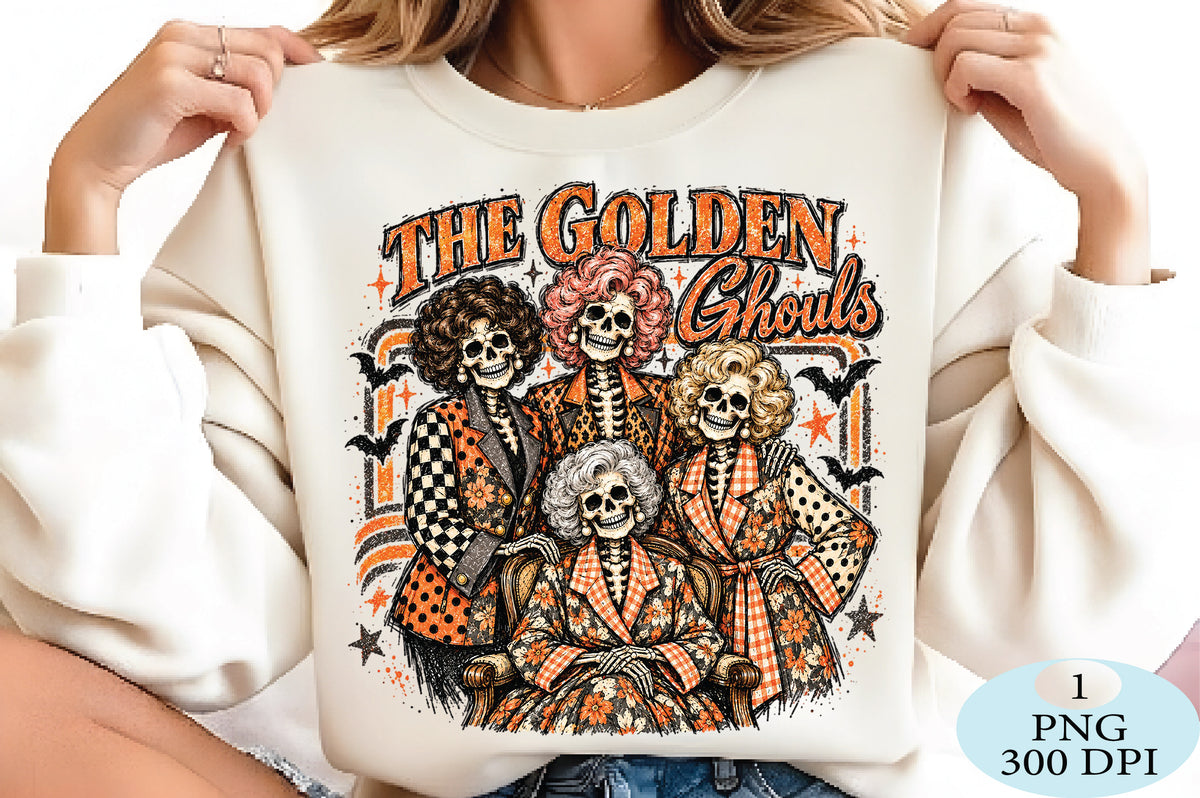 The Golden Ghouls Halloween Skeleton PNG