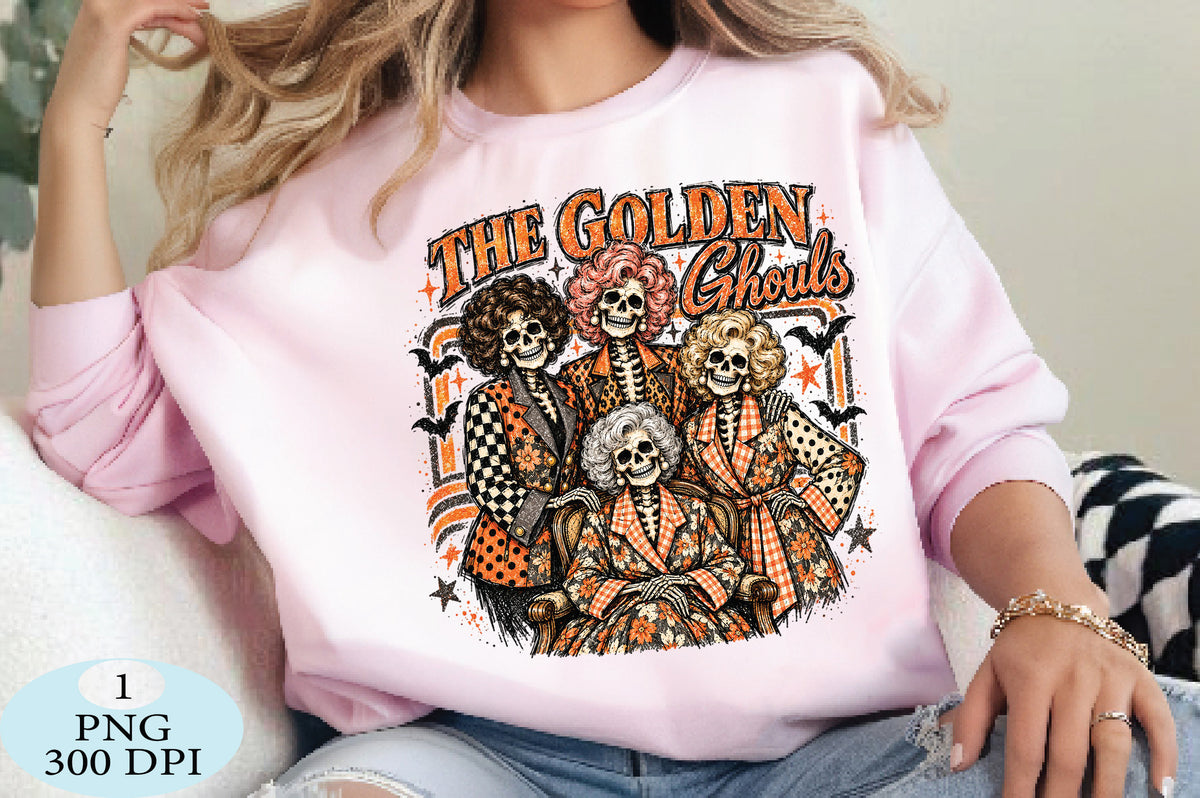 The Golden Ghouls Halloween Skeleton PNG