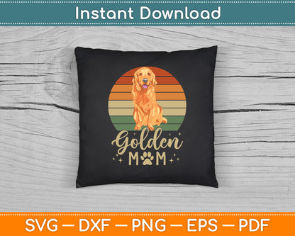Golden Mom Retro Sunset Golden Retriever Mother’s Day SVG Digital Cutting File