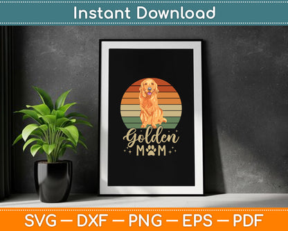 Golden Mom Retro Sunset Golden Retriever Mother’s Day SVG Digital Cutting File