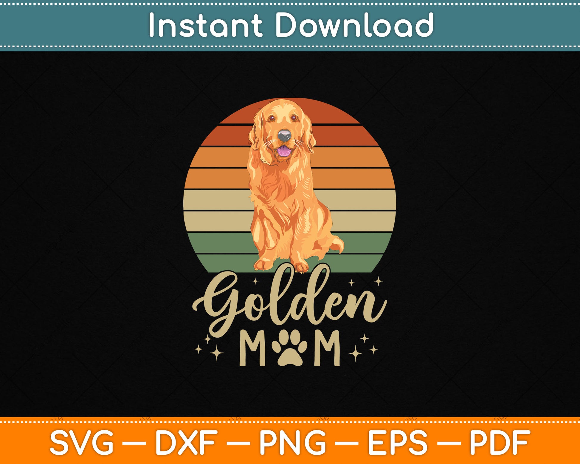 Golden Mom Retro Sunset Golden Retriever Mother’s Day SVG File