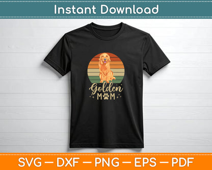 Golden Mom Retro Sunset Golden Retriever Mother’s Day SVG PNG Files